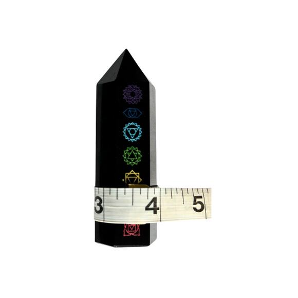 Obsidian Crystal 2PC Obelisk Seven Chakra Towers Black Protection Spiritual - Picture 6 of 6